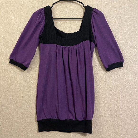 1955 Vintage Shirt Women's Small Purple & Black Short Sleeves - Picture 1 of 11
